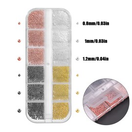 HAIKING Nail Art Mini Beads, 1 Box Nail Decoration Beads for Nail Tools (4 Colors)