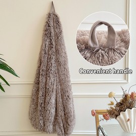 LIFEREVO Faux Fur Stuffed Animal Storage Bean Bag Chair Cover (No Filler), Washable Fluffy Large Bean Bag Cover for Adults Girls, Furry Beanbag Cover for Textile Plush Toys Memory Foam (Ombre Khaki)