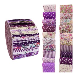 Phantomon Jelly Roll Fabric 40 Strip Assorted Bundle Precut Cotton Quilting Strips 2.5" x 40" in Vintage Floral and Neutral Prints for Sewing, Blanket, Rug, Patchwork (Violet Garden)