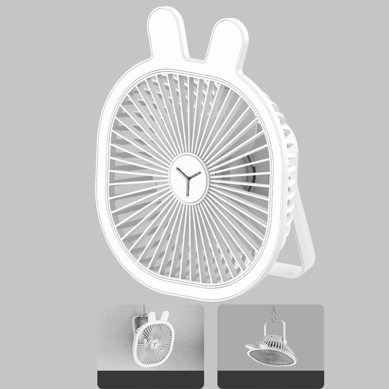 3 Speeds Mini Desk Fan with Light Portable Hanging Folding