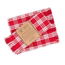 Cerberus Trade Dish and Kitchen Towels -%100 Cotton Bar and Hand Towels, Absorbent for Dishes, Red (Set of 4)