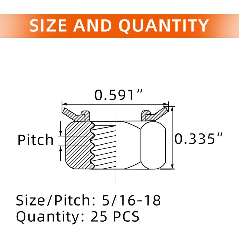 5/16"-18 Keps Lock Nut, 304 Stainless Steel 18-8, K-Lock Keps
