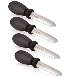 Rockland Guard Oyster Shucking Knife - Oyster Knife Shucker for Opening Clams, Scallops, Shellfish - Stainless Steel Blade, Non-Slip Ergonomic Handle - Kitchen Tool for Chefs, Cooks - Set of 4 Knives