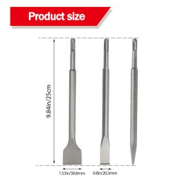 3 Pcak SDS Chisel Set for Demolition Chipping Grooving Scaling Removing Cement Thinset Mortar Vinyl