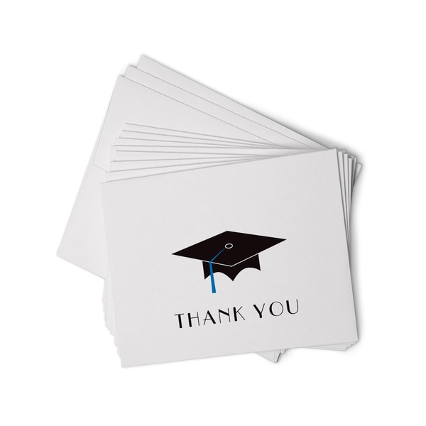 Graduation Cap with Colored Tassel Thank You Cards - 24