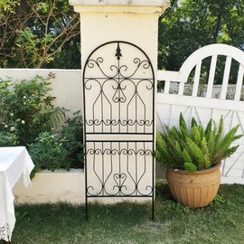 SCENDOR Trellis for Climbing Plants 59" H x 22" W Metal Unique Design Decorative Garden Structure Weather-Resistant Trellises Outdoor Decor Flowers Roses Vine Ivy Clematis 1 Pack