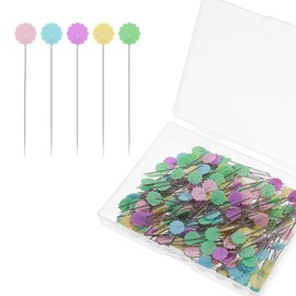 BOHUIZ 200 Pcs Flat Head Straight Pins, Flower Head Sewing Pins Multicolor Fixed Sewing Marker Needle Straight Quilting Pin Craft Positioning Pin for Crafting Dressmaker Crafts Making