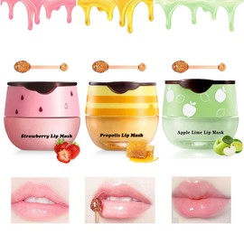 Asheyya 3 PCS Honey Lip Balm, Honeybalm Uk Lips with Stick for Moisturizing Prevent Dry Cracked Lip (Honey+Strawberry+Apple Lime)