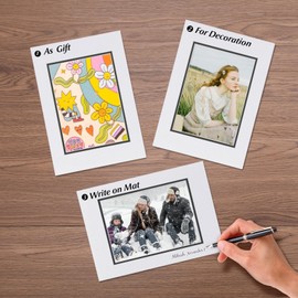 Falling in Art 11 * 14 Acid-Free Picture Double Mats for 8 * 10 Photos, White Core Bevel Cut Matting for Prints, Artwork, and DIY Projects, 5 Pack, White Over Black