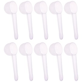 ONLYKXY 10pcs Clear Long Handle Plastic Measuring Spoons Coffee Protein Milk Powder Scoops Spoon Kitchen Tools (10g)