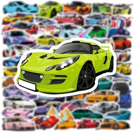 50PCS Super car Stickers for Kids, Racing Car Stickers, Sports Car Stickers, Color Waterproof Stickers, Stickers Suitable for Water Bottles, Laptops, Skateboard,Helmet Cool Stickers (Colours)