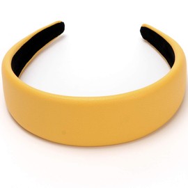 LONEEDY - Diadema de piel dura de 1,7 pulgadas para mujer, color amarillo