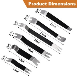 ZOFUN 6 Pcs Pry Bar Set, 24CM/19.5CM/18CM/17CM x2/13CM Crow Bar Set, Black Iron Nail Pullers for Woodworking, Prying, Scraping, Lifting, Pulling