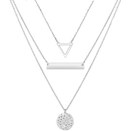 Dcfywl731 Silver Layered Necklaces for Women Delicate Jewelly Layered Pendant Chokers Handmade Star Necklace (RARRING-GOLD+ROSE GOLD)