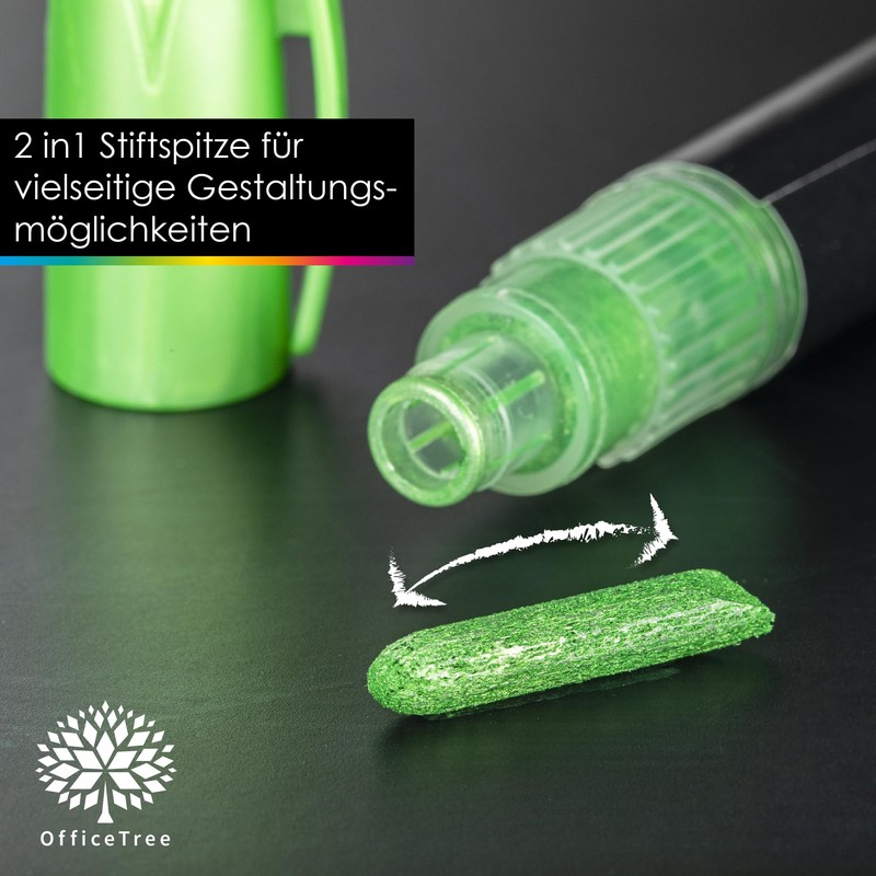 OfficeTree 8 x Metallic Chalk Markers - 1 mm to
