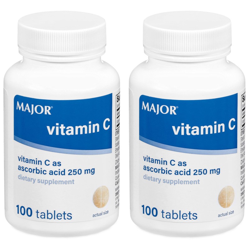 MAJOR- VitaminC 250 mg Comprimidos de Ácido Ascorbico, 100 CT