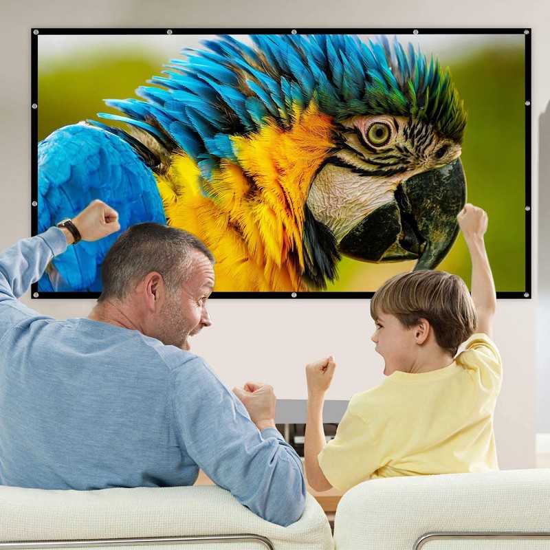 Mdbebbron 150 inch Projection Screen 16:9 Foldable Anti-Crease Portable Projector