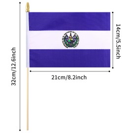5 Pack El Salvador Small Mini Wood Hand Held Stick Flag,Suitable For Various Holiday Parties, World Cup, National Day, And National Flag Day.