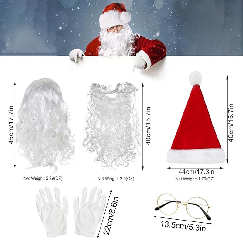Gxlaihly Santa Beard Wig Hat Set, Santa Claus Wig and