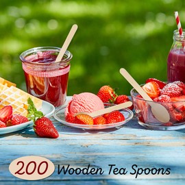 MATANA 200 Holzteelöffel (14cm) für Desserts, Kindergeburtstag, Picknick, Basteln - Kompostierbar, Einwegbesteck, Umweltfreundlich, Biologisch Abbauba