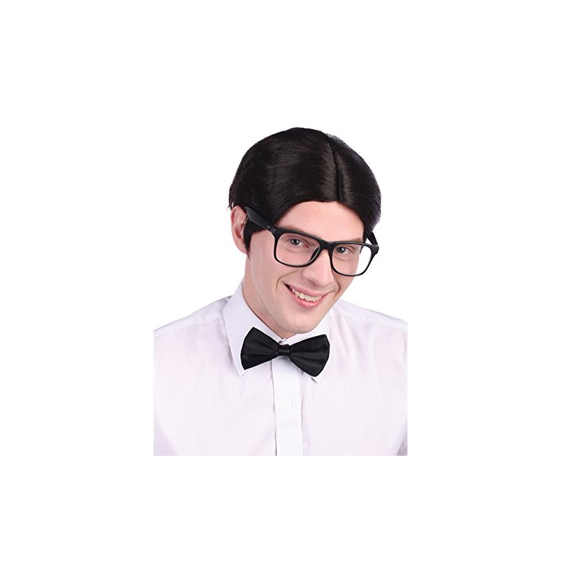 Mens Black Nerd Wig, Pack of 1 - Stylish Design,