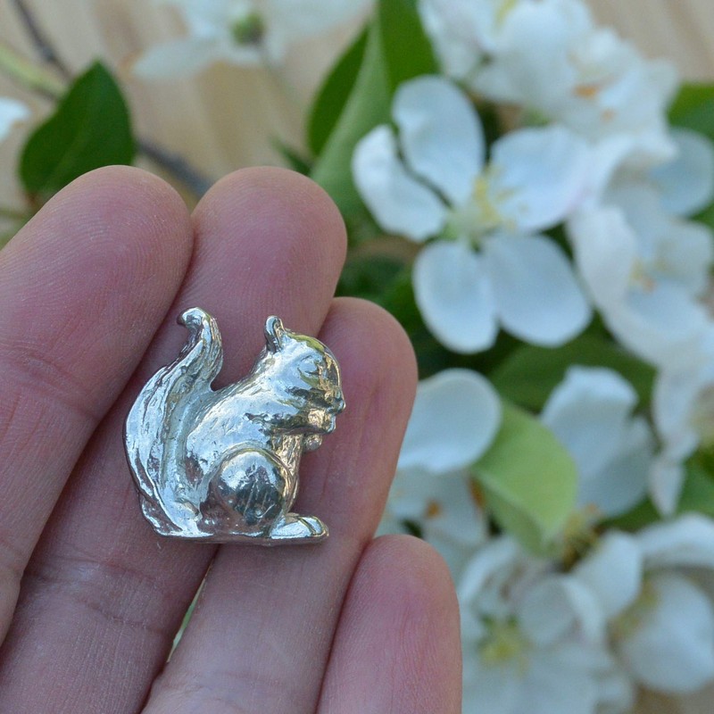 Red Squirrel Figurine, Squirrel Statue, Handcast, In Fine Pewter, By
