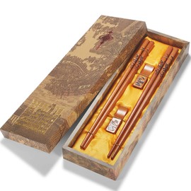 Chopstick Reusable Chinese Panda Chopsticks with Holder and Carrying Bag Chinese Traditional Stylish Set（2 Pairs）