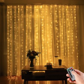 Lunartec LED Vorhang: LED-Lichtervorhang, 300 LED, Fernbedienung, 3x3m, warmweiß, Timer, USB (Lichtervorhang Fenster, Lichterkette Vorhang, kann Man einen kürzen)