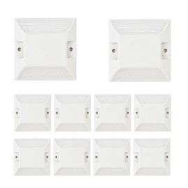 Road Reflectors 4 by 4 Inch, 10 Pack Commercial Driveway Reflectors White Reflective Road Driveway Pavement Studs Ground Markers Reflectors Waterproof