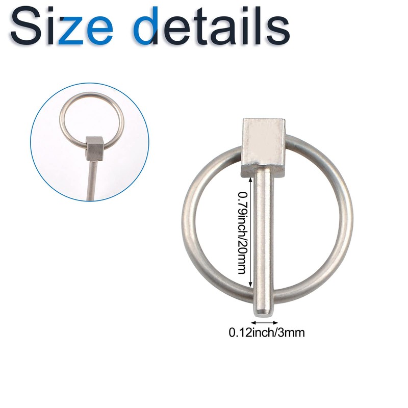 INCREWAY 3mm Linch Pin,4PCS Stainless Steel Round Safety Pins Lock