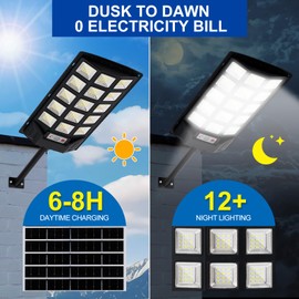 FEIERYA Solar Lights Outdoor,IP66 Waterproof Solar Street Lights with Motion Sensor & Remote,6500K Dusk to Dawn Street Lamps for Parking Lot/Yard/Garden(2 Pack)