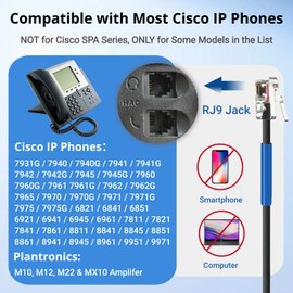 Callez RJ9 Phone Headset with Microphone Noise Cancelling, Office Telephone Headset Compatible with Cisco IP Phones 7940 7942 7945 7960 7962 7965 7821 7841 8811 8841 8845 8851 Plantronics M10 M12 M22