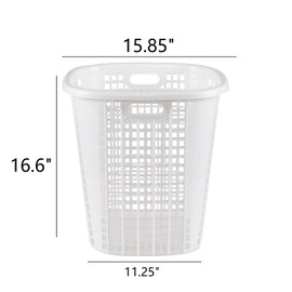 Buyitt Plastic Large Laundry Hamper, Portable Laundry Basket for Home, Bathroom, College (6-Pack, White)