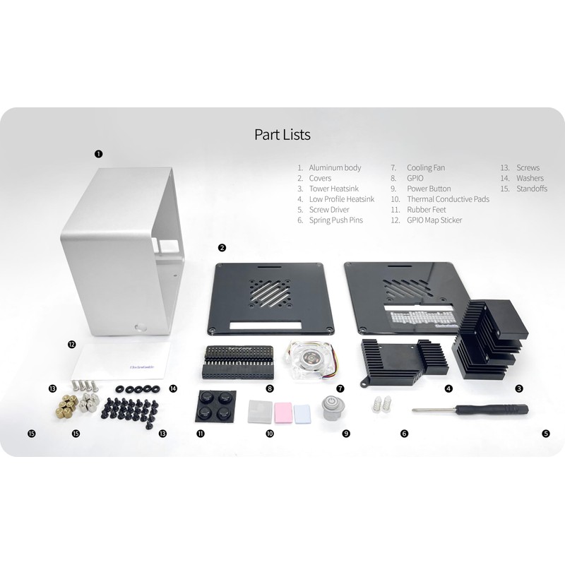 ElectroCookie Raspberry Pi 5 Case, Aluminum Mini Tower Case with