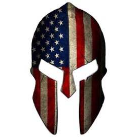 Large Spartan Gladiator 300 Helmet American Flag Patriotic Auto Car Decal Bumper Sticker Truck RV SUV Boat Window Support US Military (5")