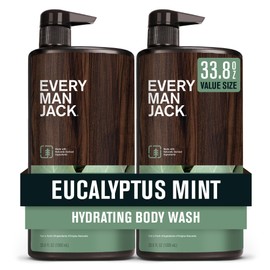 Every Man Jack Eucalyptus Mint Hydrating Mens Body Wash for All Skin Types - Cleanse, Nourish, and Hydrate Skin with Naturally Derived Ingredients - Paraben Free, Phthalate Free, Dye Free - 33.8oz