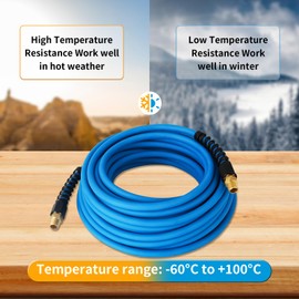 1/4 Inch Air Tool Hoses 50ft All-Weather Rubber Air Hose, Lightweight, Kink Resistant, Flexible 300 PSI Air Compressor Hose with Industrial Universial Coupler