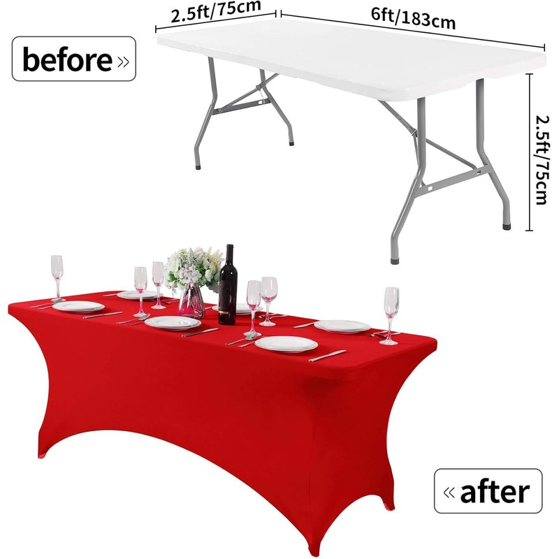6ft Stretch Spandex Table Cloth for Standard Folding Tables -