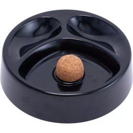 Lucienne 6.75 Lucienne Black Metal Round 2 Pipe Hold Ashtray with Knocker Cork
