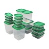 17PCS Food Container Green Fridge Bins Food Grade Plastic Leakage