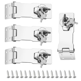 TOVOT 4PCS 4" Keyed Hasp Locks Door Hasp Latches Lock Padlock Latches for Cabinet Drawer(Keyed Alike)