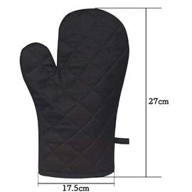 Oven Mitts Heat Resistant Mitts for Burning Preventing Anti-slip Dirt Discreet Durable Flexible Non Slip Cotton Kitchen Oven Mitts Oven Range Baking Cakes Cooking Pot Cooking Set of 2 Black