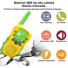 AXIDUN 3pcs Walkie Talkie para Niños, Walkie Talkie Niños Pantalla LCD de 8 Canales, Linterna Incorporada VOX,3-12 Años para Actividades en Interiores