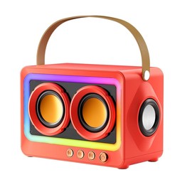 QUEQIMU Retro Bluetooth Speaker with RGB Lights - Portable Wireless Speaker Supporting USB/TF Card for Outdoor & Living Room (Orange)