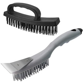 Wire Brush Set of Heavy Duty Steel Brush with Ergonomic Handle, 2pcs Wire Brushes for Cleaning Rust and Heavy Dirt