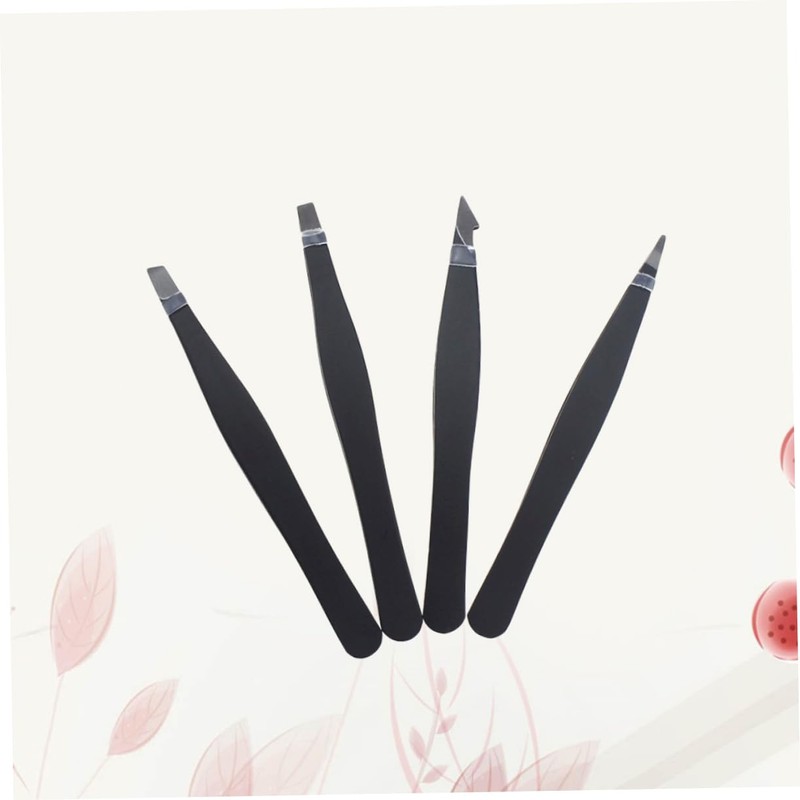 FOMIYES 2sets Precision Eyebrow Tweezers Professional Set Stainless Steel Flat