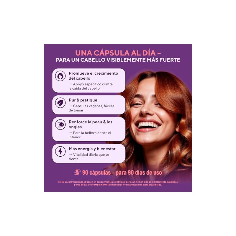 Vitaminas para el Cabello Mujer con Biotina, Colágeno, Queratina, Zinc