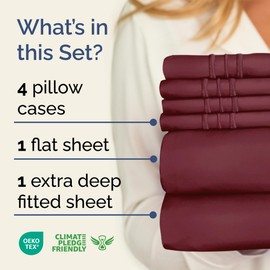 CGK Unlimited Extra Deep Cal King Sheet Set - 6 Piece Breathable & Cooling Sheets - Hotel Luxury Bedding Set w/18-24 Inch Extra Deep Pockets - Easy Fit - Super Soft, Wrinkle Free & Comfy - Burgundy, Cal King Size