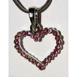 Unbranded Pink Austrian Crystal Heart Pendant and Necklace 15"