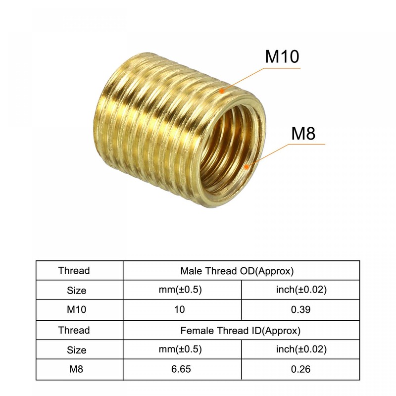 sourcing map Thread Reducing Nuts Insert M10 x 1mm Male